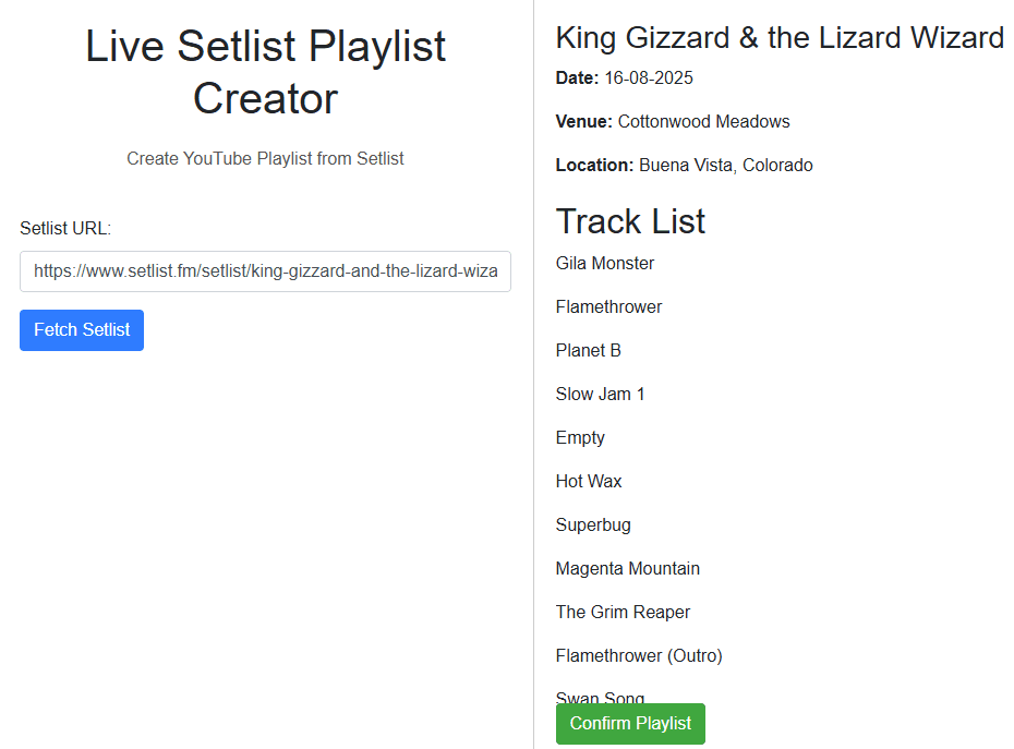 Live Playlist Creator preview