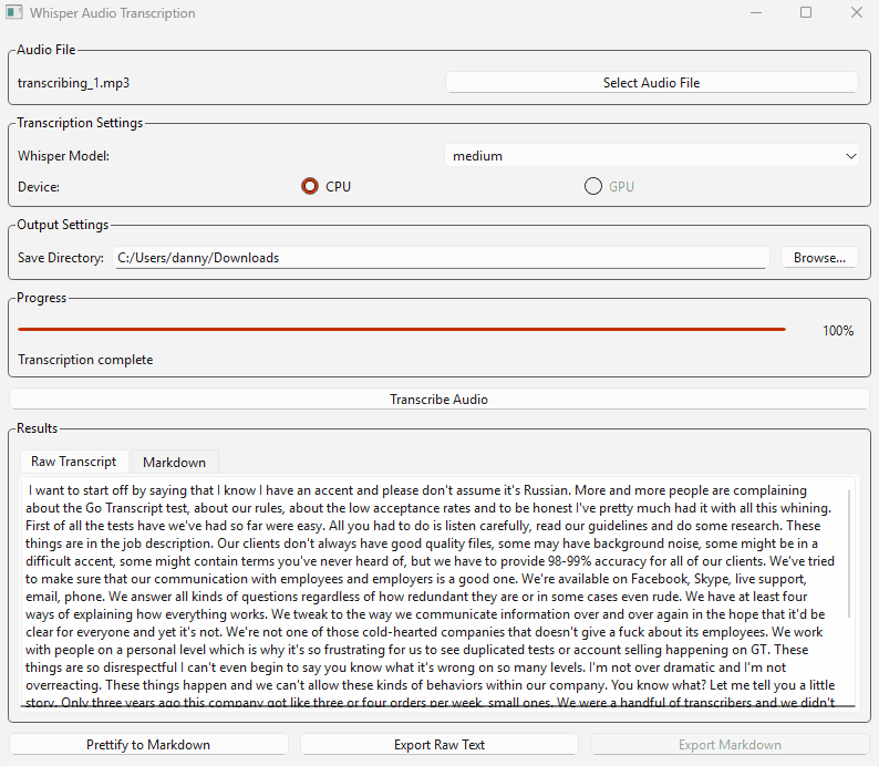 Whisper File Transcriber preview